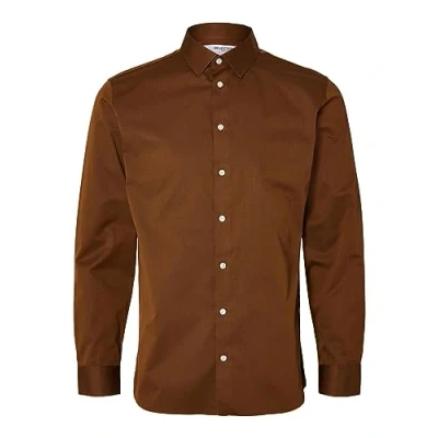 Afbeelding van SELECTED HOMME slim fit overhemd SLHSLIMETHAN bruin