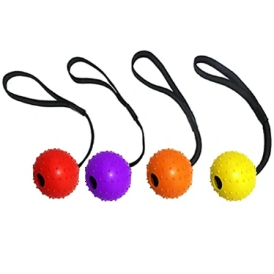 Afbeelding van 4 Stuks Hond Bal met Touw, Natuurlijke Rubberen Touw Bal，voor Apporteren, Vangen, Gooien, Touwtrekken, voor Honden