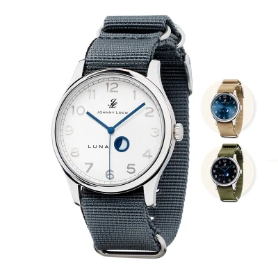 Afbeelding van Johnny Loco Luna I Horloge Heren Saffierkristal 41,3mm Waterdicht tot op 100M Chalk