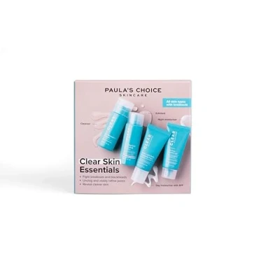 Afbeelding van Paula&#039;s Choice CLEAR Mini Kit Essentiële 3 Stappen Routine Reinig, Exfolieer &amp; Hydrateer Gaat Puistjes, Grove Poriën Mee eters tegen Alle Huidtypen Reis Formaat