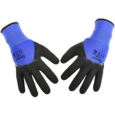 Afbeelding van GEKO Blauwe werkhandschoenen polyester latex coating maat 8