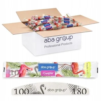 Afbeelding van Aba Group Professionele nagelvijlen 100/180 halve maan, standaard flamingo, veilig pakket, nagelvijlset voor nagels, hoogwaardige wegwerpnagelvijlen, 500 stuks