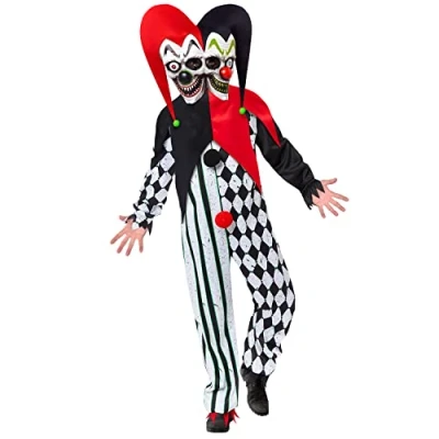 Afbeelding van amscan 9917864 Heren Halloween twee geconfronteerd nar clown verkleedkostuum multi, X Large