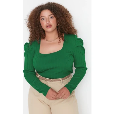 Afbeelding van Trendyol Lichtgroene Gebreide Blouse Met Watermeloenmouwen Tbbaw23Af00018