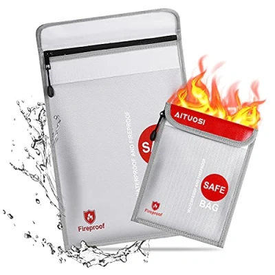 Afbeelding van 2 Stuks Brandwerende Documententas met Rits, Veilige opslag voor geld, documenten, sieraden en paspoort