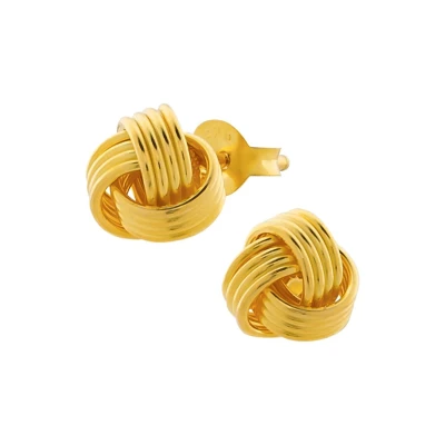 Afbeelding van Zilveren oorbellen Oorstekers Gold plated oorstekers, knoop
