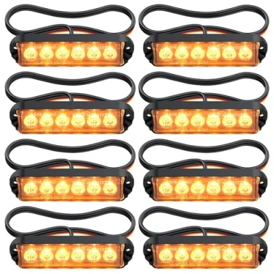 Afbeelding van Justech 8 stuks 6 LED stroboscooplicht knipperlicht 12 V 24 waterdicht waarschuwingslicht barnsteen met 22 knippermodi universeel voor voertuig aanhanger caravan tractor vrachtwagen
