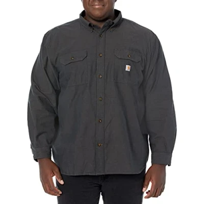 Afbeelding van Carhartt Heren Original Fit shirt met lange mouwen button down werkhemd, Black Chambray, XL