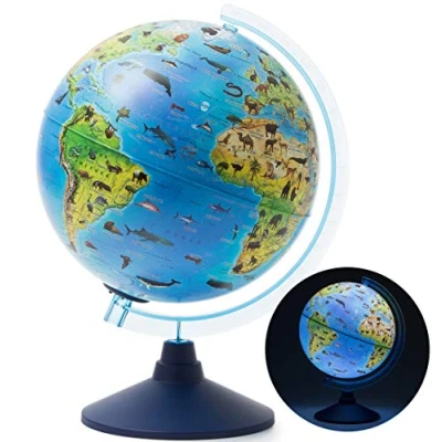 Afbeelding van Exerz 25CM Zoo Geo Verlichte globe met Kabel Gratis LED Licht/2 in 1/Dag en Nacht Engelse kaart Fysieke Dual Map Licht op Educatief plezier, Voor School, Kinderen, Familie