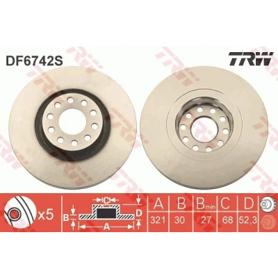 Afbeelding van Trw Remschijf DF6742S