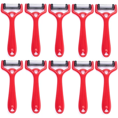 Afbeelding van Solingen Dunschiller Uno Y Model Kunststof Mes 4,2 cm Rood 10 stuks