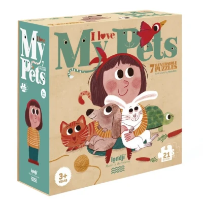 Afbeelding van Londj Puzzel Ik hou van mijn Huisdieren (7 x 3 dubbelzijdig)