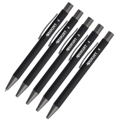 Afbeelding van Westcott E 745006 00, premium balpen, 5 stuks, set van zwarte documenteecht met inkt, lijndikte XB 1,4 mm