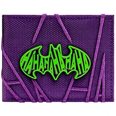 Afbeelding van The Dark Knight Joker Geborduurd HAHAHA Metalen Badge Portemonnee/Beurs Bi Fold ID &amp; Kaarthouder, Paars