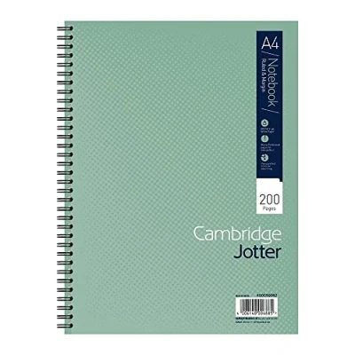 Afbeelding van Cambridge Jotter, A4 Notebook, Wirebound, 200 pagina&#039;s, Enkele Notepad, Groen