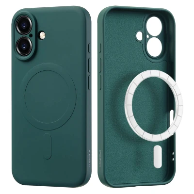 Afbeelding van Apple iPhone 16 MagSafe Hoesje Siliconen en TPU (zacht) imoshion Softcase/Backcover Donkergroen Telefoonhoesje