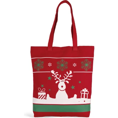 Afbeelding van Kimood Shopper met kerstmotieven KI0733 Cherry Red