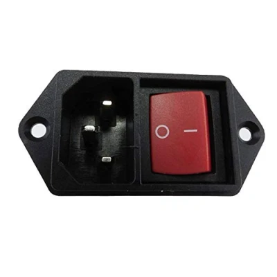 Afbeelding van daier Koudeapparatuur inbouwstekker inbouw bus C 14 met schakelaar koudeapparaatbus koppeling stekker 250V AC 10A, aansluitingen: soldeer of stekkeraansluiting 4,8 mm (koppeling type 2)