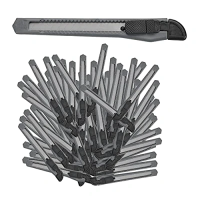 Afbeelding van Relaxdays afbreekmes 100 stuks hobbymes tapijtmes snijmes afbreekbaar 9 mm grijs