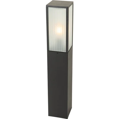 Afbeelding van QAZQA Staande buitenlamp zwart met ribbel glas 80 cm IP44 Charlois