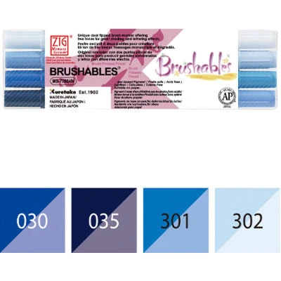 Afbeelding van Zig Brushables Blue 4 colors set