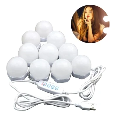 Afbeelding van Led spiegellamp, met 3 kleuren en 10 helderheden, dimbare via USB kabel, instelbaar, kleuren, make upspiegel, badkamerspiegel, licht, uptafellamp, up licht