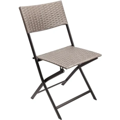 Afbeelding van BRUBAKER Toskana Tuinstoel, polyrotan klapstoel, weerbestendig en robuust, balkonstoel, inklapbaar, campingstoel voor tuin, balkon, terras, campingstoel, grijs/bruin