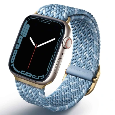 Afbeelding van Apple Watch bandje Polyester Lichtblauw Geschikt voor 1 9 / SE