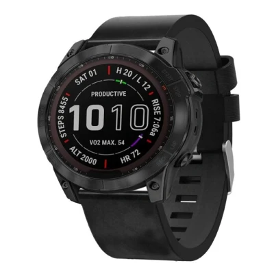 Afbeelding van Leren bandje Zwart Garmin Quatix 7X / 6X &amp; Tactix 7 (pro)