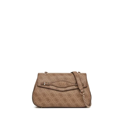Afbeelding van GUESS Schoudertas Katya Convertible Xbody Flap Bag Latte Logo Beige