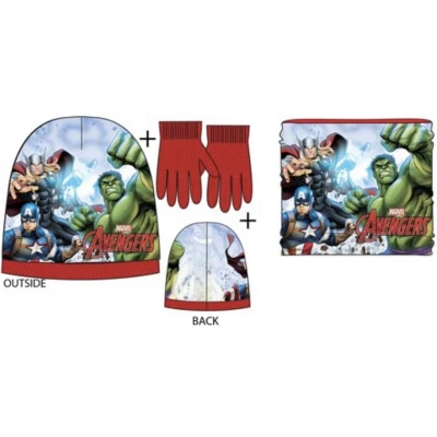 Afbeelding van Marvel Avengers winterset muts / sjaal col handschoenen rood maat 54 cm