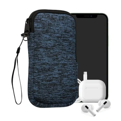 Afbeelding van kwmobile telefoontasje universeel geschikt voor XXL 7&quot; smartphones 17,7 x 8,5 cm Hoesje met rits en polslusje In deep ocean / zwart
