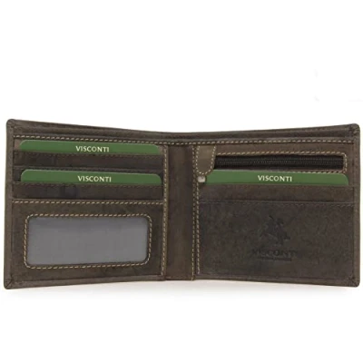 Afbeelding van Visconti Heren Portemonnee Hunter Leer Geschenk Doos 707 Sheild Olie Bruin RFID