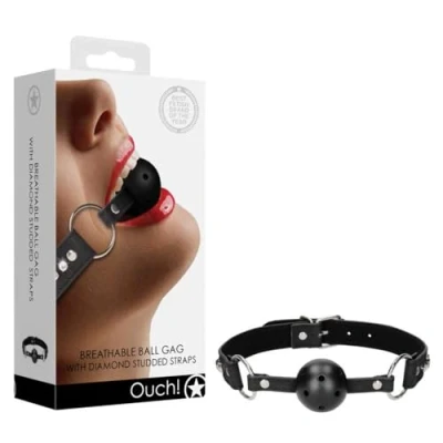 Afbeelding van Breathable Ball Gag with Diamond Studded Straps