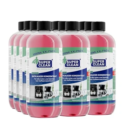 Afbeelding van SUPER CLEAN Universele ontkalker voor koffiemachines, waterkokers en douches, 12 x 1000 ml, alle machines merken, 120 ontkalking, effectieve vloeibare koffiezetapparaten,
