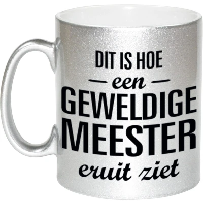 Afbeelding van Geweldige meester cadeau mok / beker zilverglanzend 330 ml feest mokken