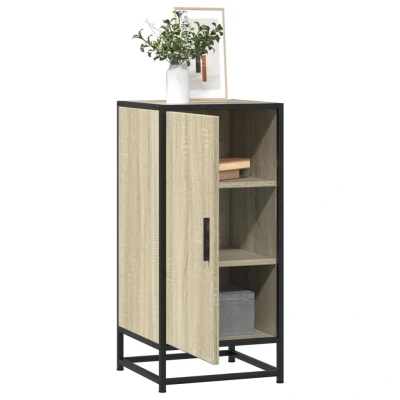 Afbeelding van Dressoir 35,5x35x76 cm bewerkt hout en metaal sonoma eikenkleur