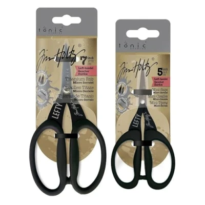 Afbeelding van Tonic Studios Tim Holtz Linkshandige schaarbundel 5&quot; mini knipsels &amp; 7&quot; schaar UP6 Hoogwaardige titanium messen Comfortabele handgrepen micro gekartelde rand roest en corrosiebestendig