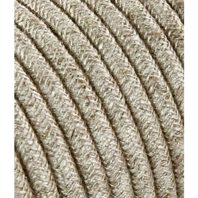 Afbeelding van Textielkabel voor lamp, stofkabel 3 aderig (3x0,75mm²) canvas beige. Made in Italy (5 meter)
