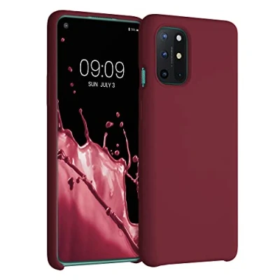 Afbeelding van kwmobile telefoonhoesje geschikt voor OnePlus 8T Hoesje met siliconen coating Smartphone case in rabarber rood