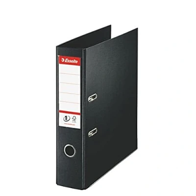 Afbeelding van Esselte No.1 Power Ordner, Capaciteit van 500 Vellen, Rugbreedte 75 Millimeter, Gepatenteerd Mechanisme, Verwisselbaar Rugetiket, Duimgat, PP, 31,8 x 7,2 29 Centimeter, Zwart, 811370