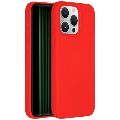 Afbeelding van Apple iPhone 15 Pro Max Hoesje Siliconen en TPU (zacht) Accezz Softcase/Backcover Rood Telefoonhoesje
