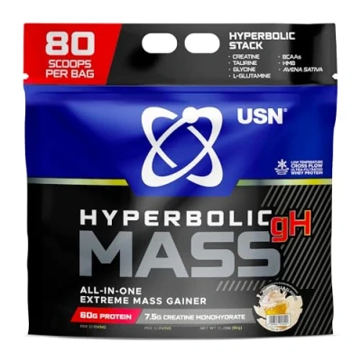 Afbeelding van USN Hyperbolic Mass gH: All in One gainer proteïnepoeder voor snelle, effectieve gewichts en spiermassa toename, pre post workout gewicht complex, vanille, 6 kg