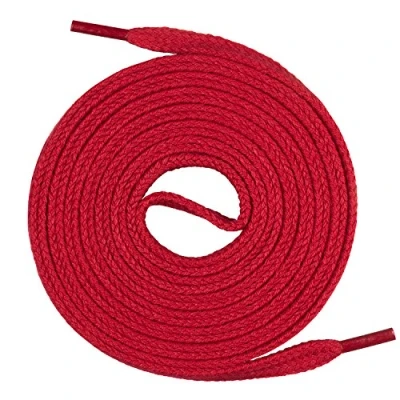 Afbeelding van Mount Swiss© Premium veters, 1 paar platte 100% katoen, scheurvast, breedte 7 mm, lengte 45 200 cm, 130 rood
