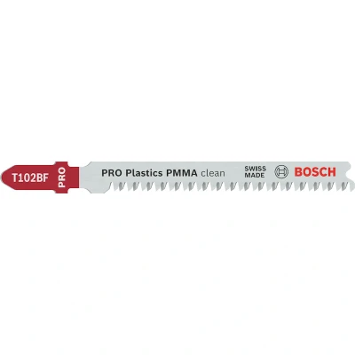 Afbeelding van Bosch Professional 3 stuks Decoupeerzaagblad T 102 BF Clean for PMMA (plexiglas, kunststof, schacht, accessoire decoupeerzaag)