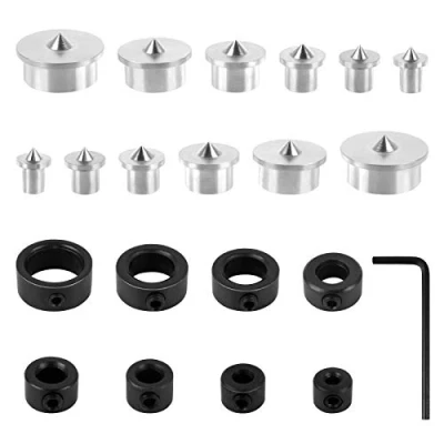 Afbeelding van Jubaopen 12 stuks roestvrij stalen plugonderzetters, pluggen, centreerstift, rond, hout, tenon bit, gereedschap voor het positioneren, boren, centrum, punten, pinnen met 8 diepteaanslag en 1 sleutel 4/5/6/8/10/12 mm