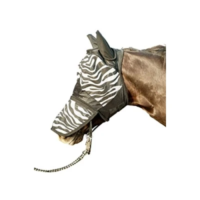 Afbeelding van Vliegenmasker Zebra met neusnetje wit/zwart maat Full