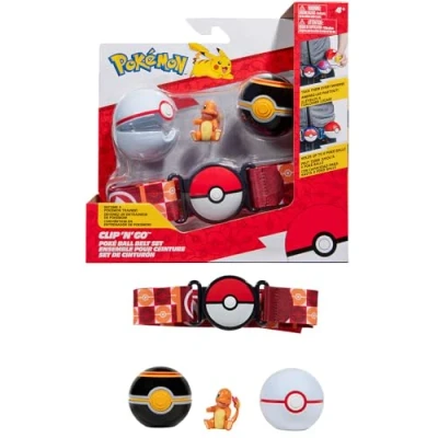 Afbeelding van Bandai Pokémon Clip &#039;N&#039; Go riem 1 riem, 2 Poké ballen en Salamèche figuur 5 cm Accessoires om te verkleden als trainer Speelgoed voor kinderen vanaf 4 jaar JW3163