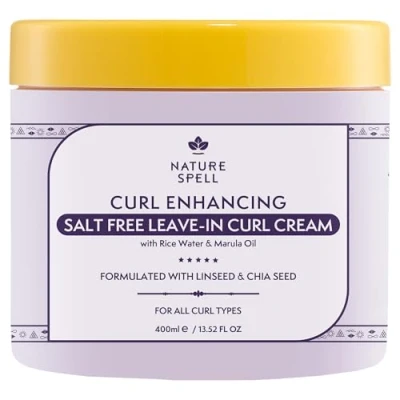 Afbeelding van Nature Spell Curl Defining Leave in Cream 400ml, doordrenkt met rijstwater en lijnzaad, laat stylingcrème voor alle krultypes, gemaakt het Verenigd Koninkrijk