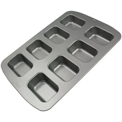 Afbeelding van PME CSB107 Koolstofstaal Non Stick 8 Mini Langwerpige Cake Pan, Grijs, 37,2 x 26,1 3,6 cm